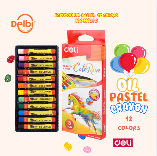 EC20200 Oil Pastel 12 colors DELI KRAYON WARNA CRAYON CAT MINYAK BX36