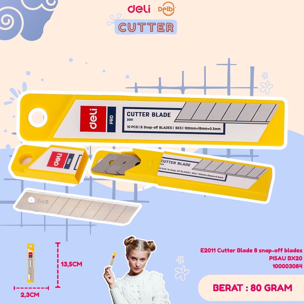 [100003084] E2011 Cutter Blade 8 snap-off blades PISAU BX20