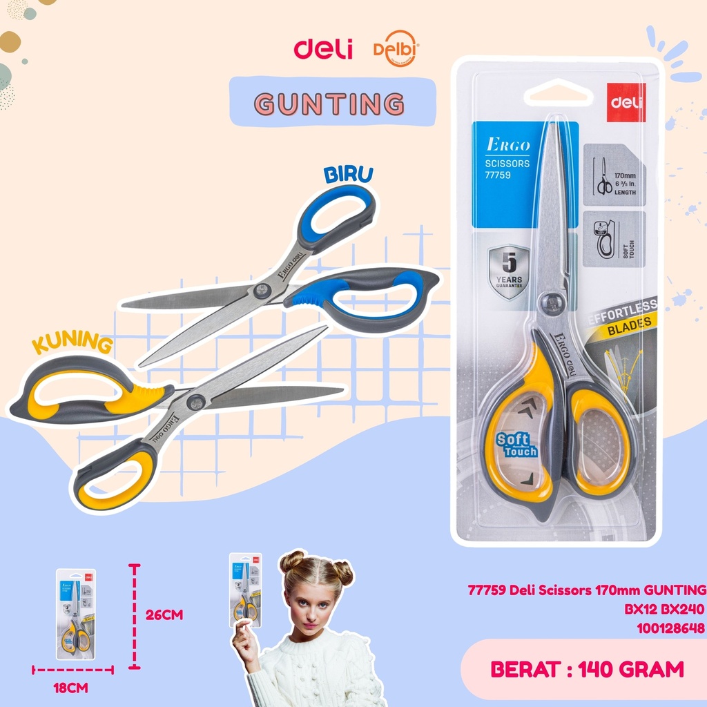 77759 Deli Scissors 170mm GUNTING BX12 BX240