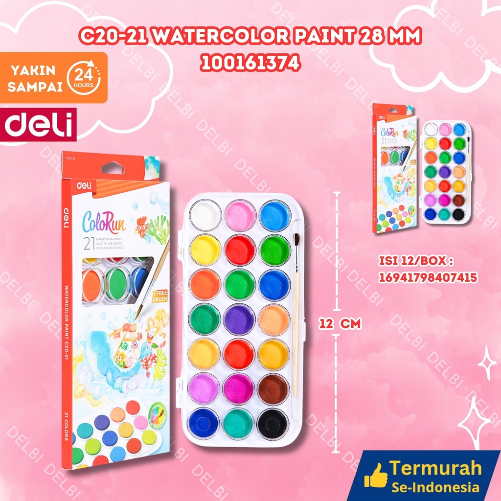 [100161374] C20-21 Watercolor Paint 28mm PAINTING MEWARNAI DELI CAT AIR 21 WARNA BX72 BX12