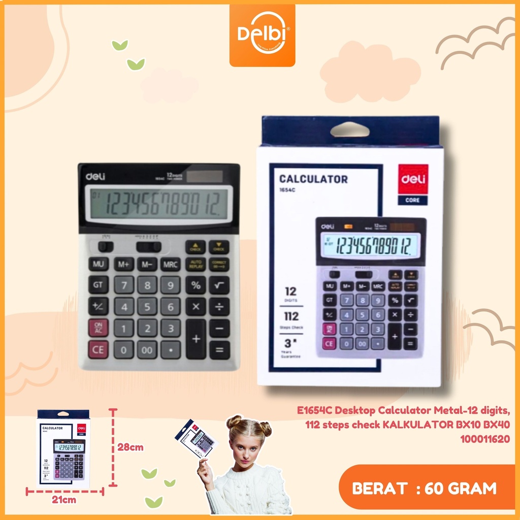 E1654C Desktop Calculator Metal-12 digits, 112 steps check KALKULATOR BX10 BX40