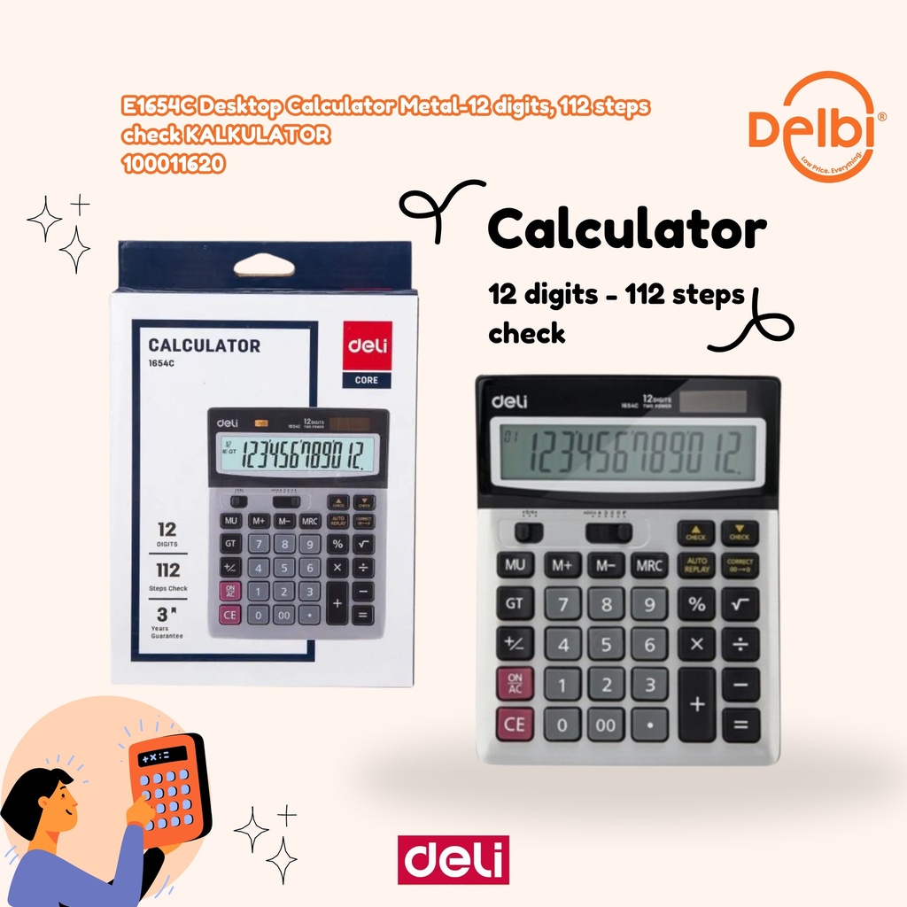 E1654C Desktop Calculator Metal-12 digits, 112 steps check KALKULATOR