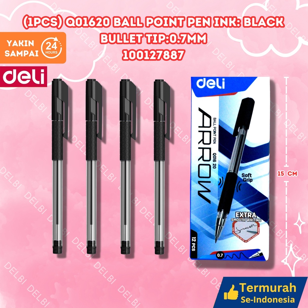 (1PCS) Q01620 Ball Point Pen Ink Black Bullet tip0.7mm DELI BALLPEN BX144 BX3