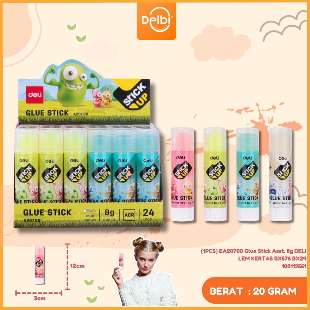 (1PCS) EA20700 Glue Stick Asst. 8g DELI LEM KERTAS BX576 BX24