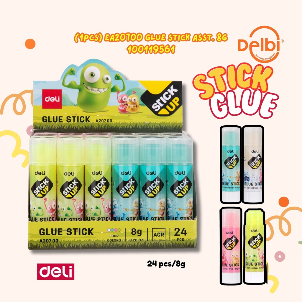 (1PCS) EA20700 Glue Stick Asst. 8g DELI LEM KERTAS BX576 BX24