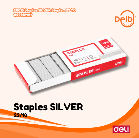 DELI E0015 Staples SILVER Staple 23/10 HEKTER BX10