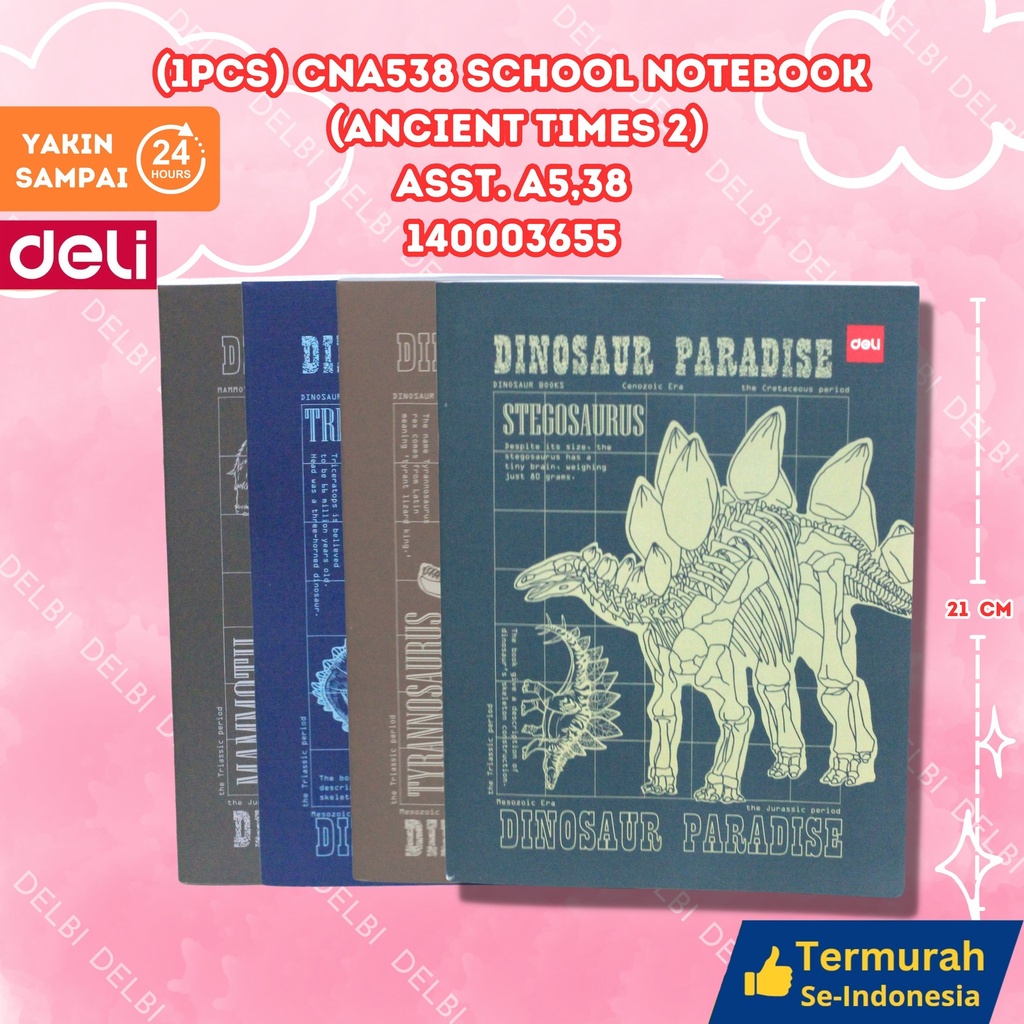 DELI (1PCS) CNA538 School Notebook (Ancient Times 2) ASST. A5 38 BUKU TULIS BX320 BX320