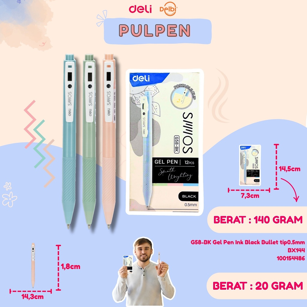 G58-BK Gel Pen Ink Black Bullet tip0.5mm BX144