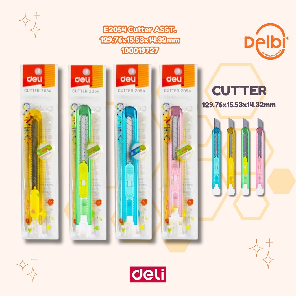 [100019727] DELI E2054 Cutter ASST. 129.76x15.53x14.32mm PISAU BX60