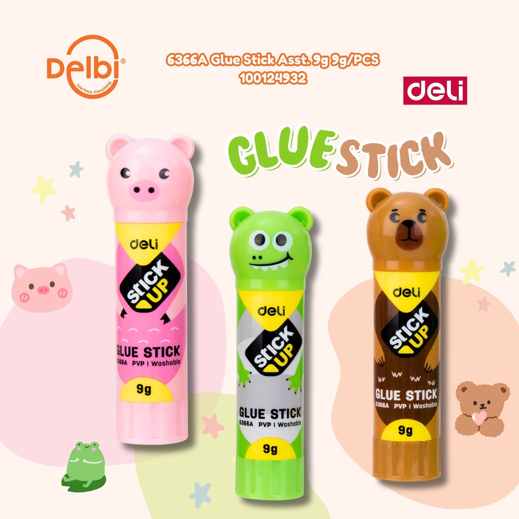 [100124932] DELI 6366A Glue Stick Asst. 9g 9g/PCS LEM BX12