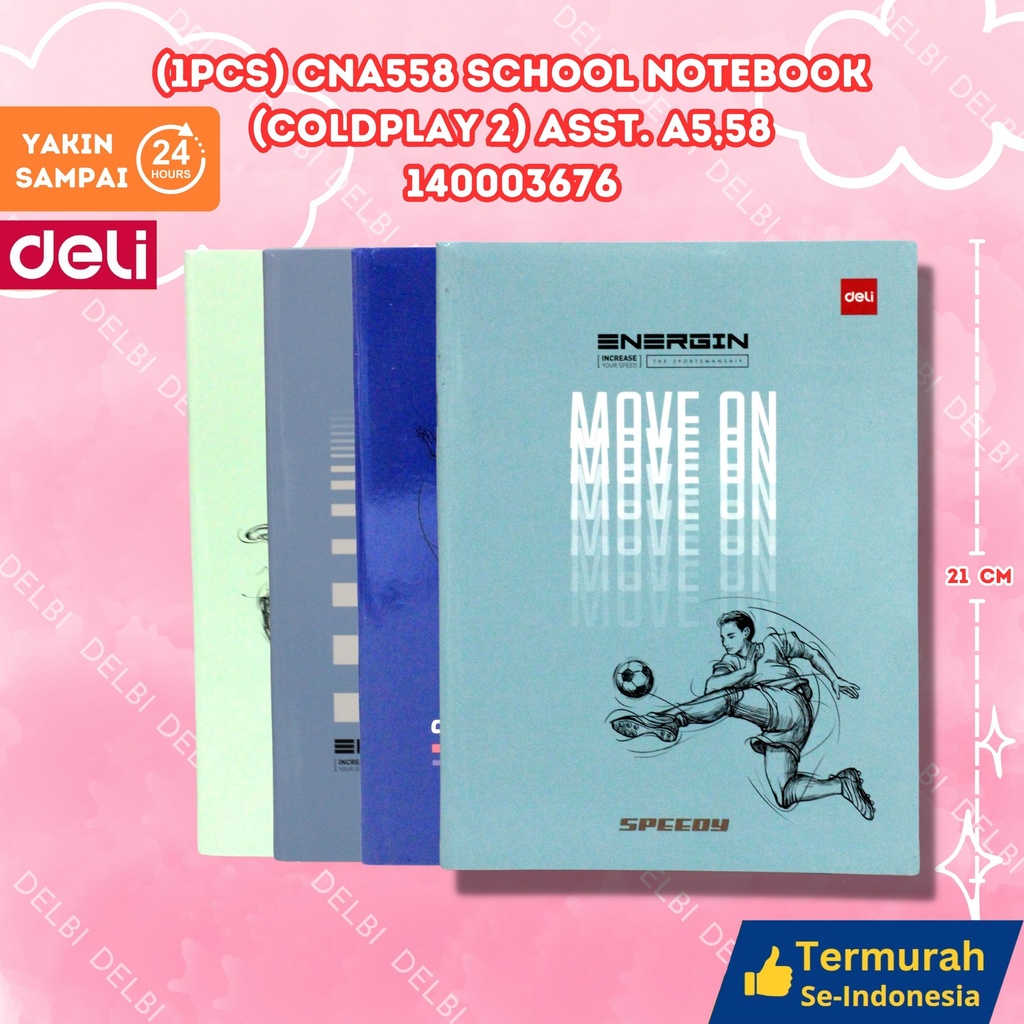 (1PCS) CNA558 School Notebook (Coldplay 2) ASST. A5,58 DELI BUKU TULIS 58 LEMBAR COLDPLAY 2 BX200 BX10