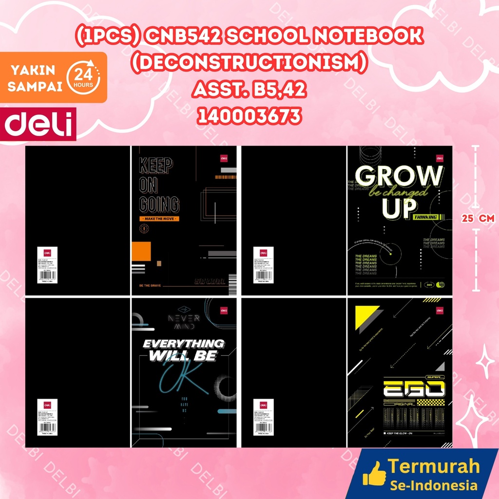 (1PCS) CNB542 School Notebook (Deconstructionism) ASST. B5,42 DELI BUKU TULIS 42 LEMBAR DECONSTRUCNISM BX200 BX10