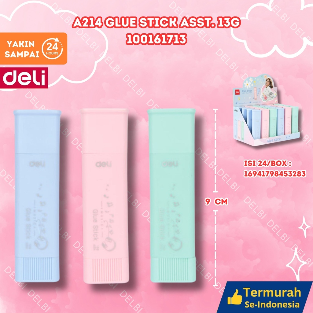 A214 Glue Stick Asst. 13g DELI LEM KERTAS BX288 BX24