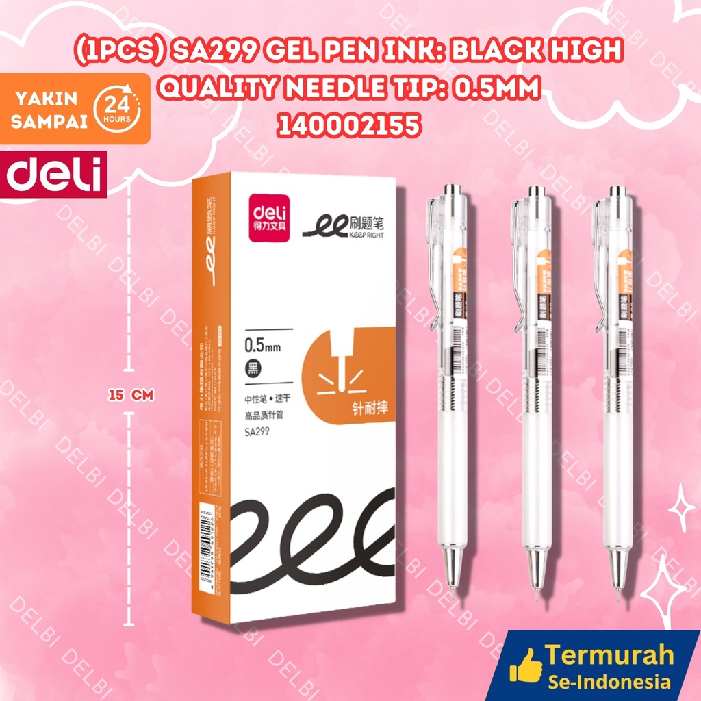 (1pcs) SA299 Gel Pen Ink Black High quality needle tip 0.5mm DELI PULPEN TINTA 0.5 BX144 BX12 BX3