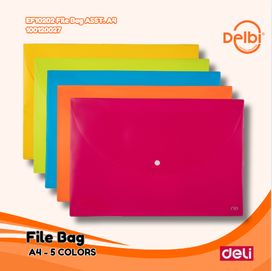 DELI EF10202 File Bag ASST. A4 MAP PLASTIK BX10 BX100 BX200