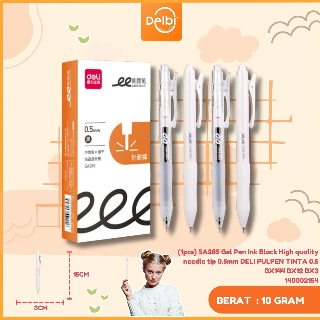 (1pcs) SA285 Gel Pen Ink Black High quality needle tip 0.5mm DELI PULPEN TINTA 0.5 BX144 BX12 BX3
