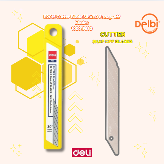 DELI E2015 Cutter Blade SILVER 8 snap-off blades PISAU BX36