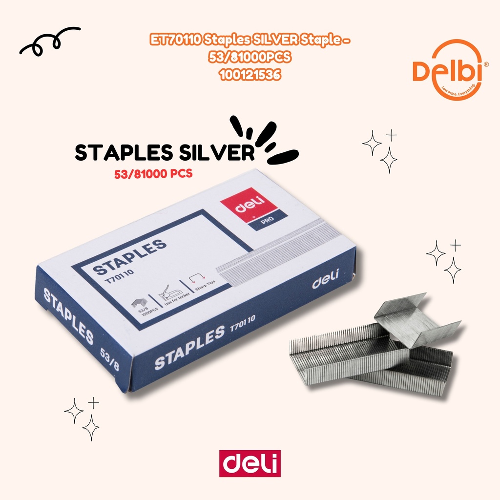 [100121536] DELI ET70110 Staples SILVER Staple 53/81000PCS HEKTER BX20 BX240