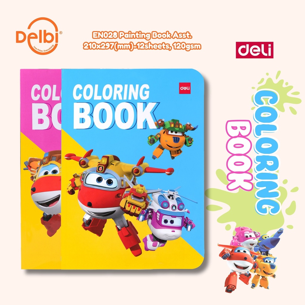 DELI EN028 Painting Book Asst. 210x297(mm)-12sheets, 120gsm BUKU MEWARNAI BX10