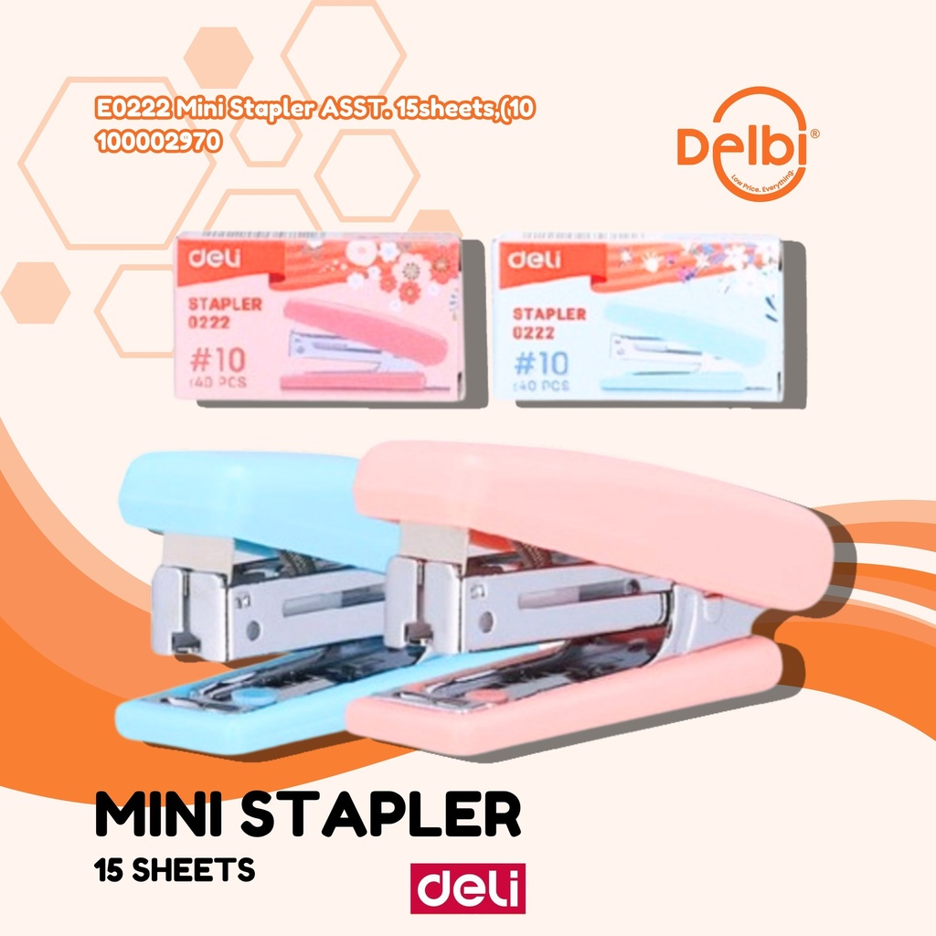 DELI E0222 Mini Stapler ASST. 15sheets,(10 HEKTER BX24
