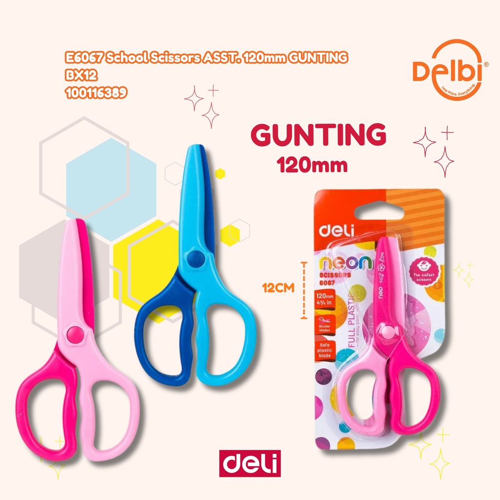 DELI E6067 School Scissors ASST. 120mm GUNTING BX12