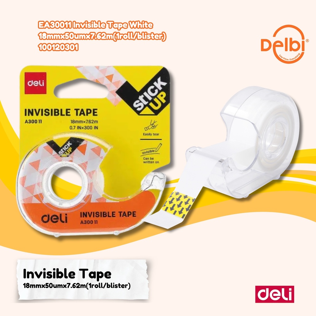 [100120301] DELI EA30011 Invisible Tape White 18mmx50umx7.62m(1roll/blister)
 LAKBAN BX36