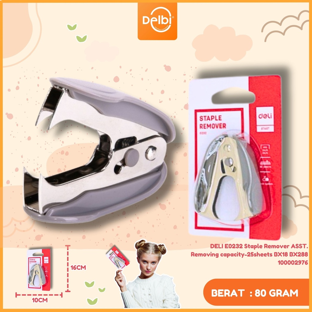 [100002976] DELI E0232 Staple Remover ASST. Removing capacity-25sheets BX18 BX288