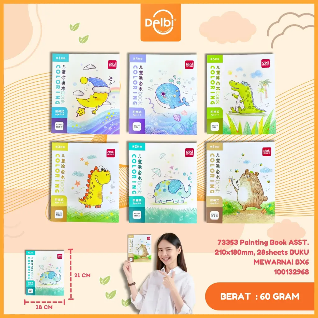 73353 Painting Book ASST. 210x180mm, 28sheets BUKU MEWARNAI BX6