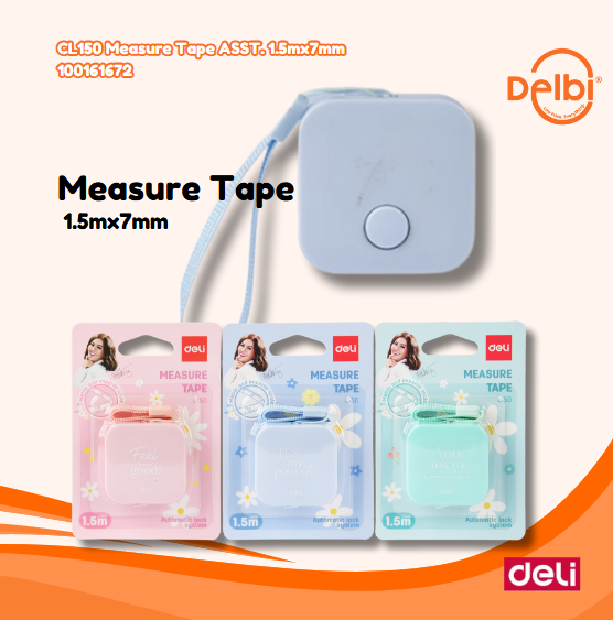 [100161672] DELI CL150 Measure Tape ASST. 1.5mx7mm Meteran Mini BX24 BX432