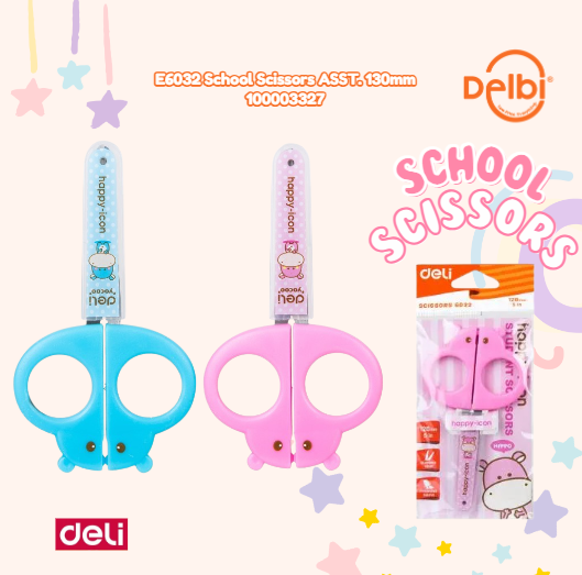 E6032 School Scissors ASST. 130mm GUNTING BX12