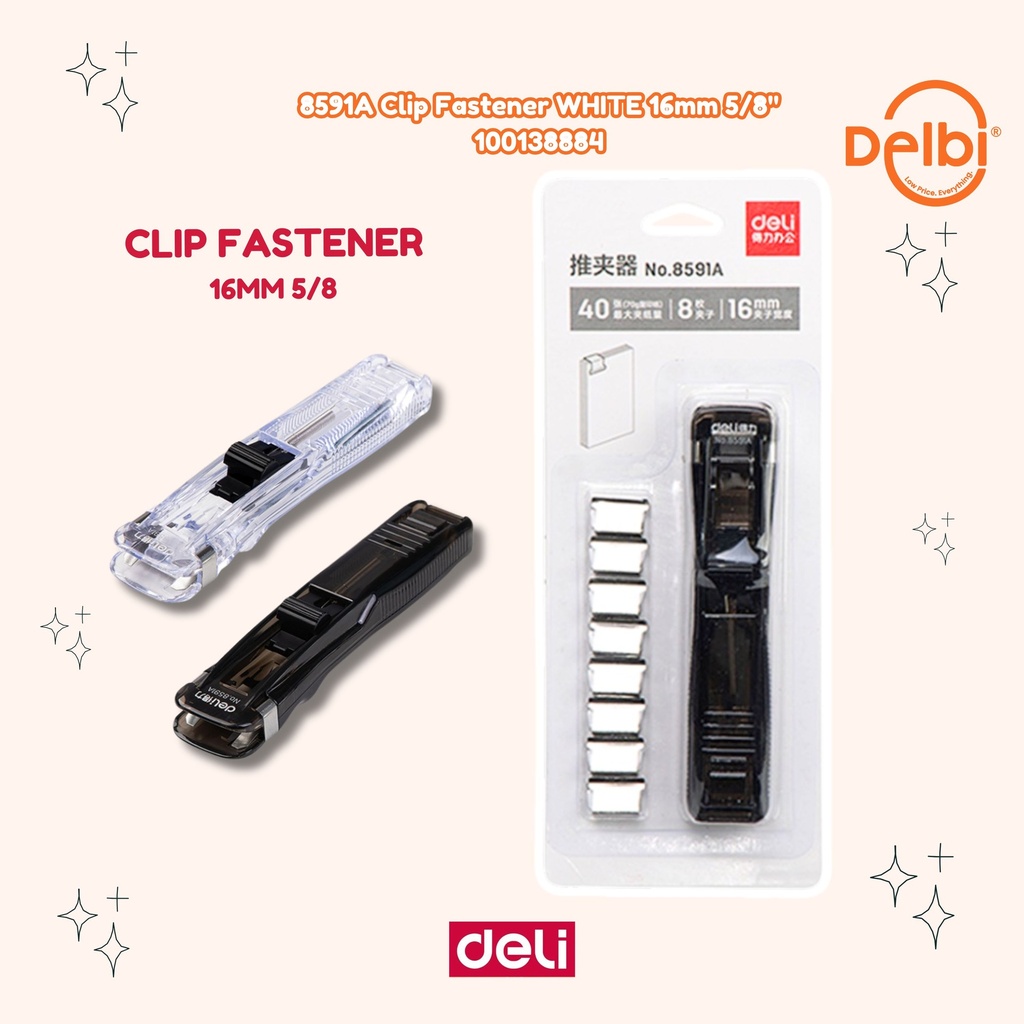 DELI 8591A Clip Fastener WHITE 16mm 5/8" PENJEPIT KERTAS BX12