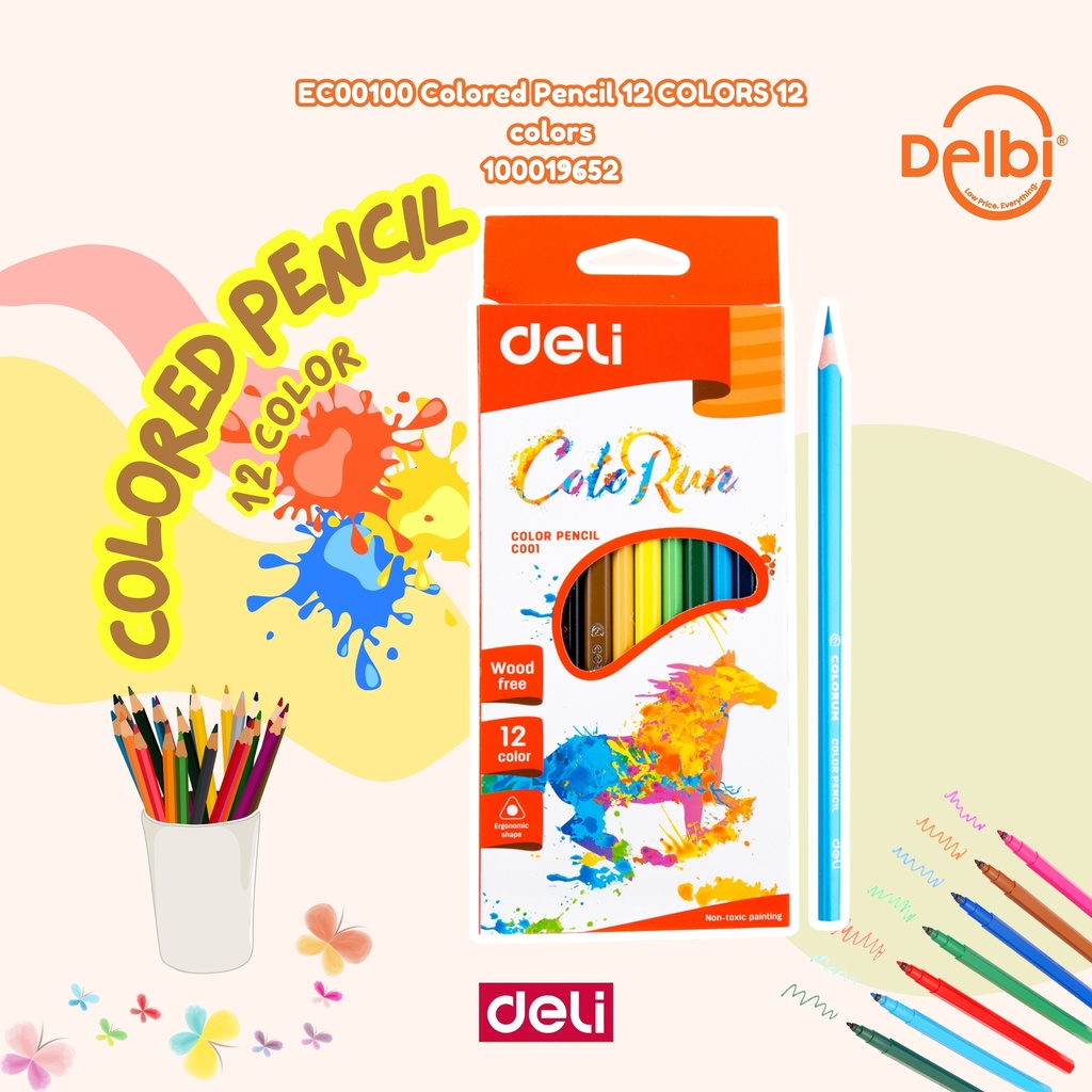 DELI EC00100 Colored Pencil 12 COLORS PENSIL BX24