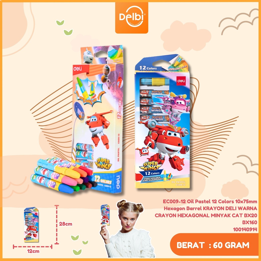 EC009-12 Oil Pastel 12 Colors 10x75mm Hexagon Barrel KRAYON DELI WARNA CRAYON HEXAGONAL MINYAK CAT BX20 BX160