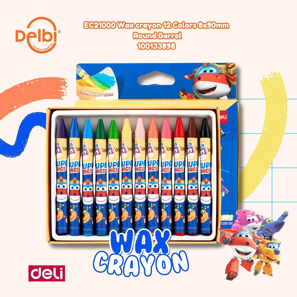 C21000 Wax crayon 12 Colours DELI KRAYON 12 WARNA BX24 BX192