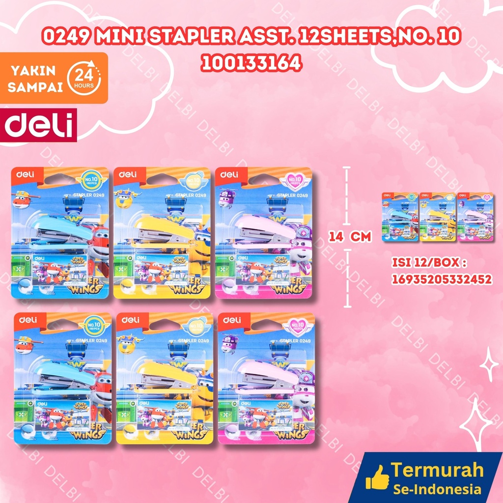 0249 Mini Stapler ASST. 12sheets,No. 10 DELI HEKTER BX432 BX12