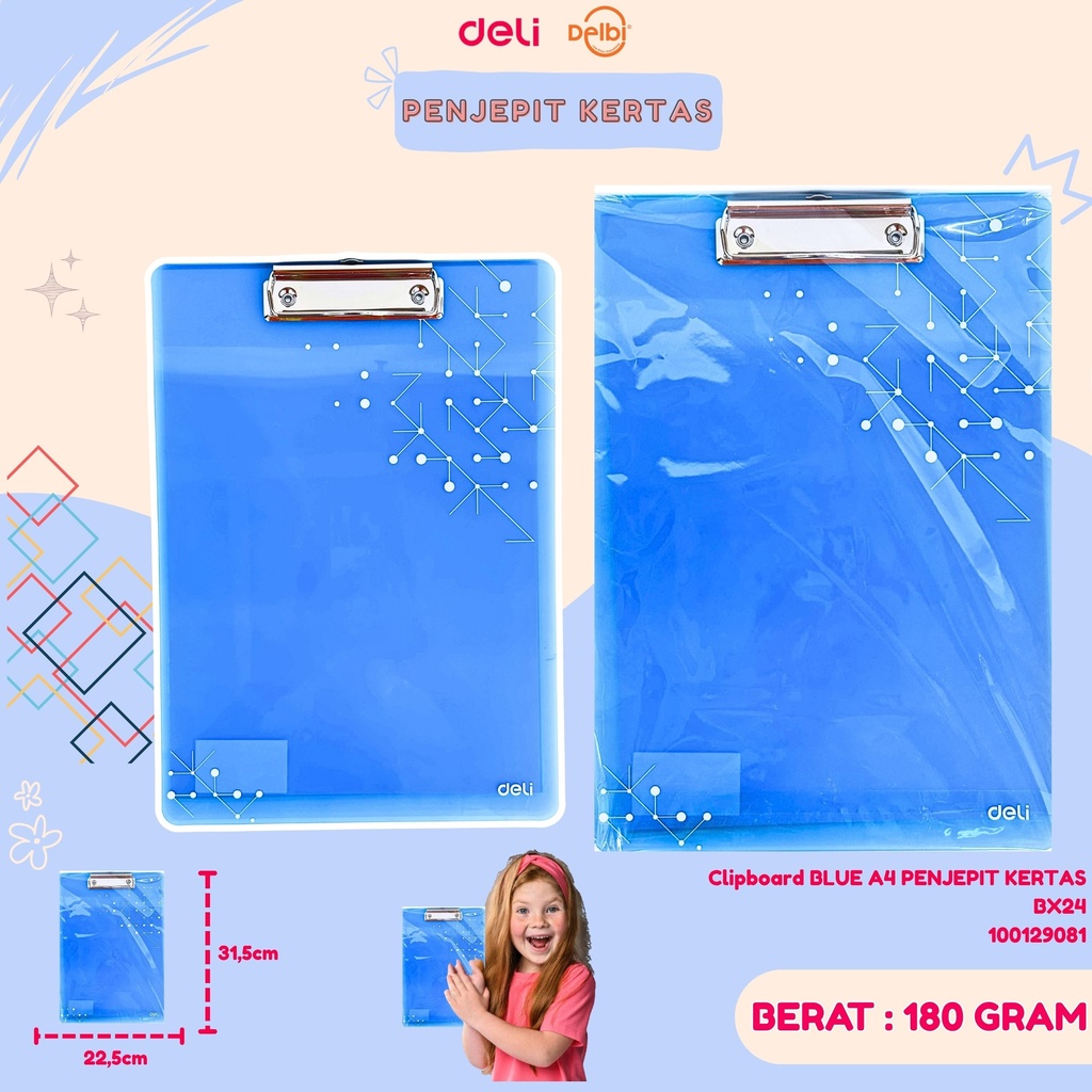 EF75632 Clipboard BLUE A4 PENJEPIT KERTAS BX24