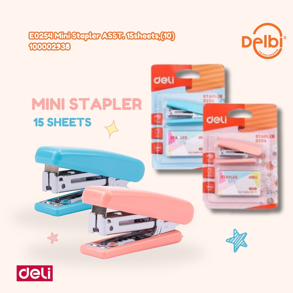 DELI E0254 Mini Stapler ASST. 15sheets,(10 HEKTER BX12 BX288