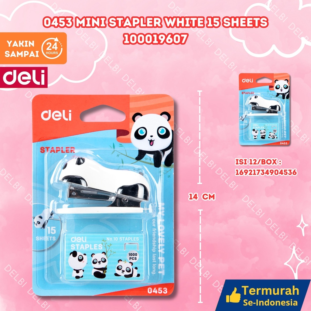0453 Mini Stapler WHITE 15sheets,(10 DELI HEKTER BX288 BX12