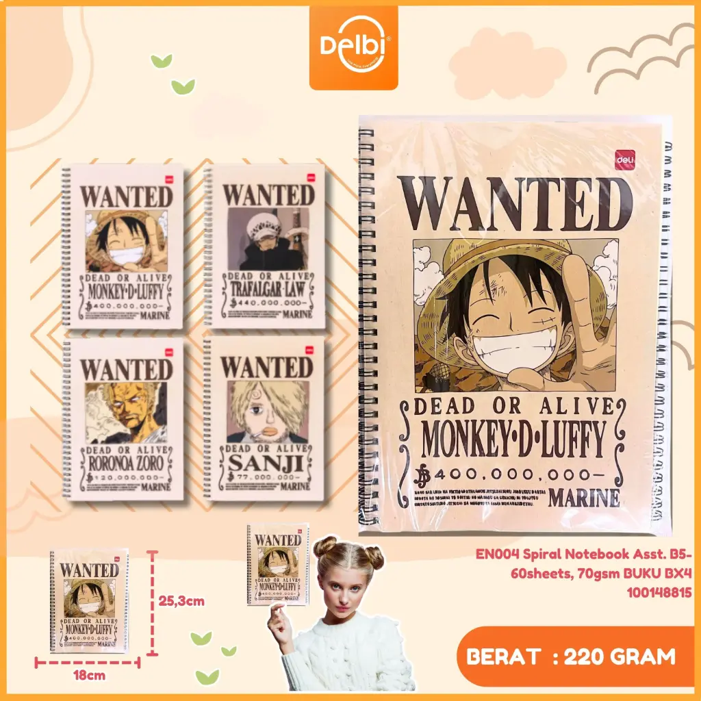 [100148815] EN004 Spiral Notebook Asst. B5-60sheets, 70gsm BUKU BX4