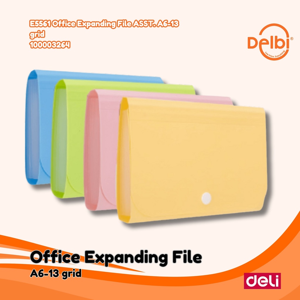 DELI E5561 Office Expanding File ASST. A6-13 grid MAP BX24