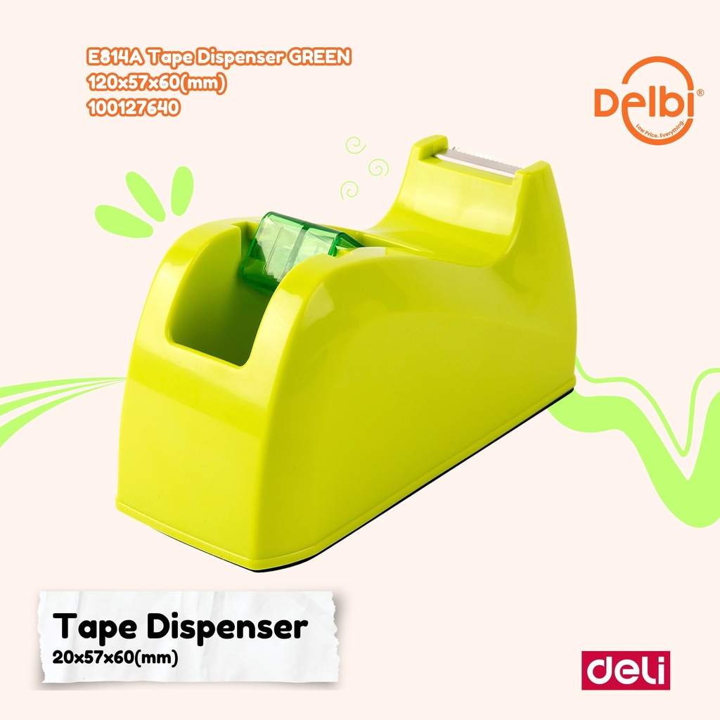 [100127640] E814A Tape Dispenser GREEN 120x57x60(mm) DELI PEREKAT ALAT LAKBAN BX48