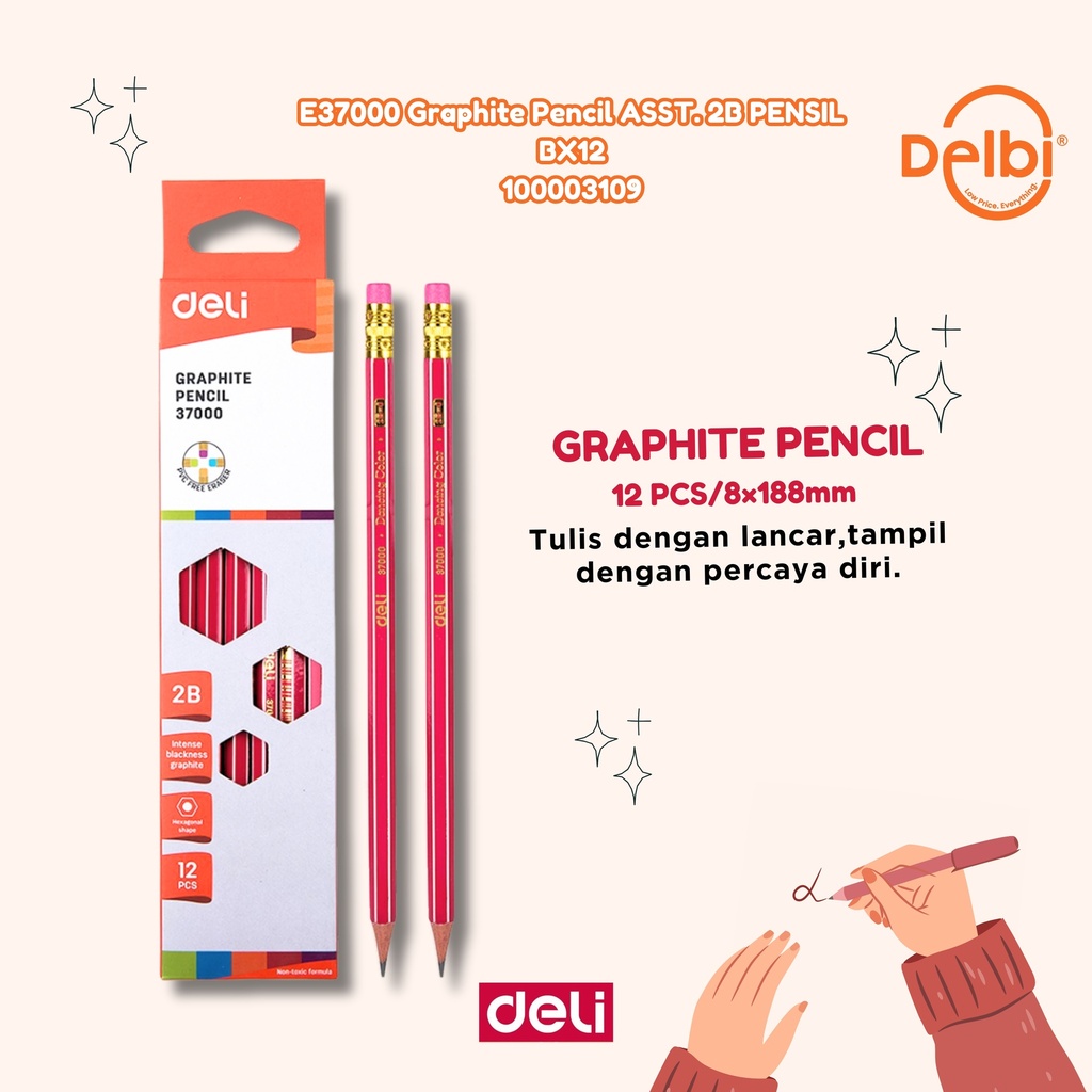 E37000 Graphite Pencil ASST. 2B PENSIL BX12