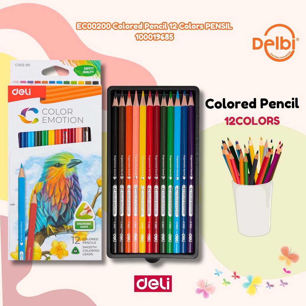 DELI EC00200 Colored Pencil 12 Colors PENSIL BX24