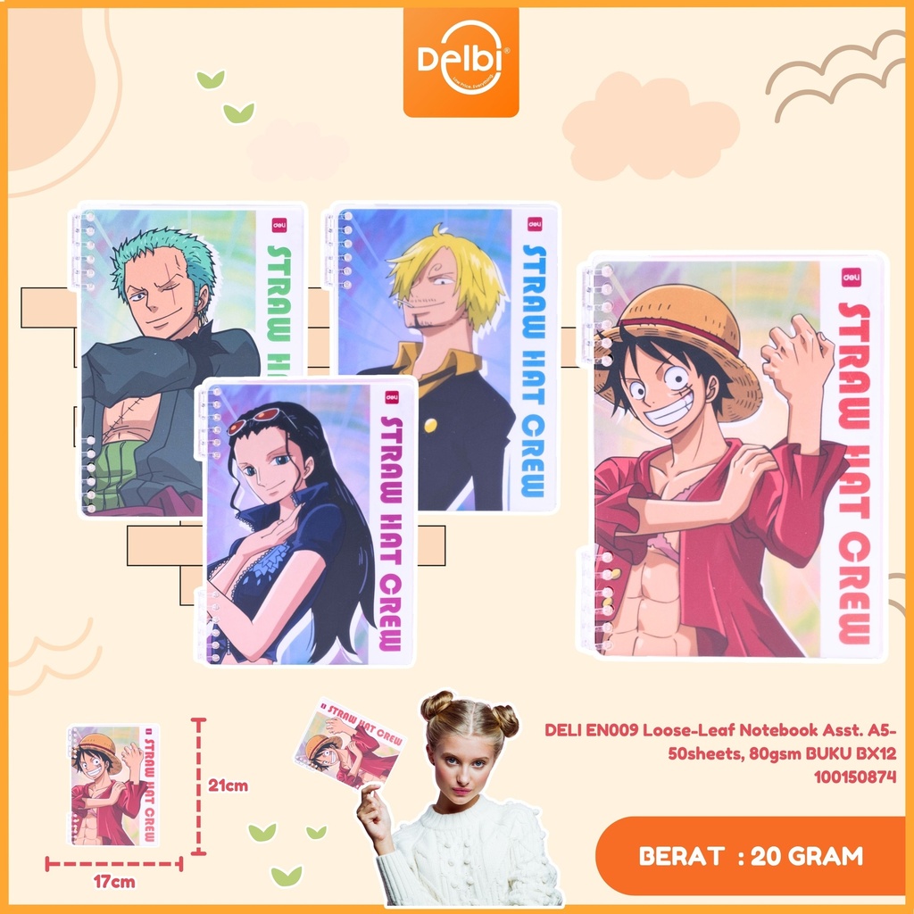 DELI EN009 Loose-Leaf Notebook Asst. A5-50sheets, 80gsm BUKU BX12