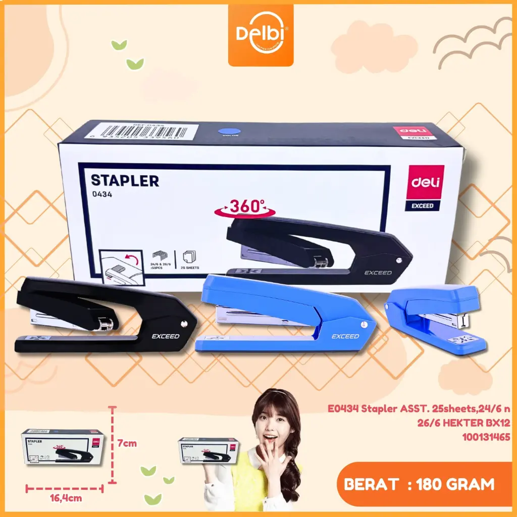E0434 Stapler ASST. 25sheets,24/6 n 26/6 HEKTER BX12