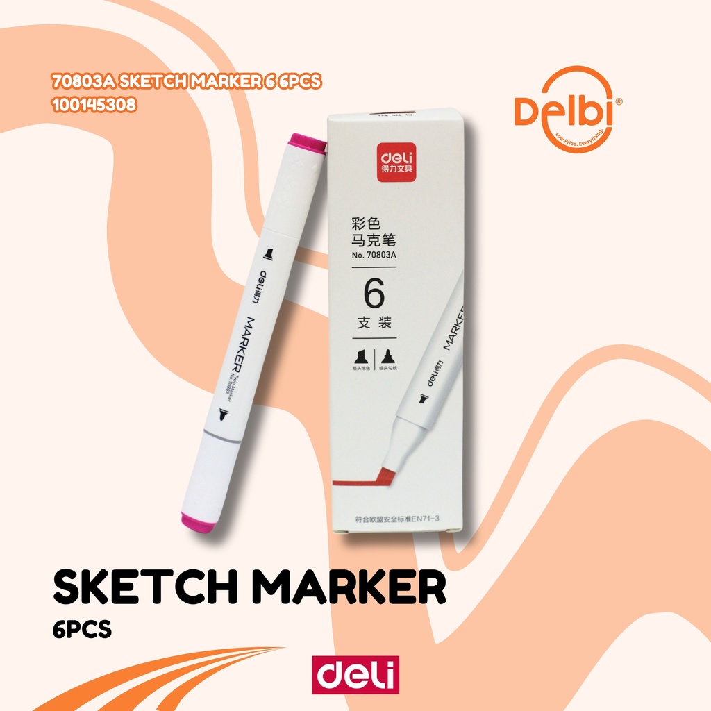 DELI 70803A Sketch Marker 6 6PCS SPIDOL BX18