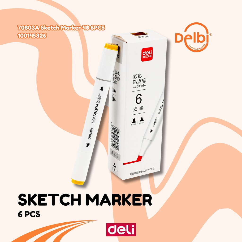 DELI 70803A Sketch Marker 48 6PCS SPIDOL BX18
