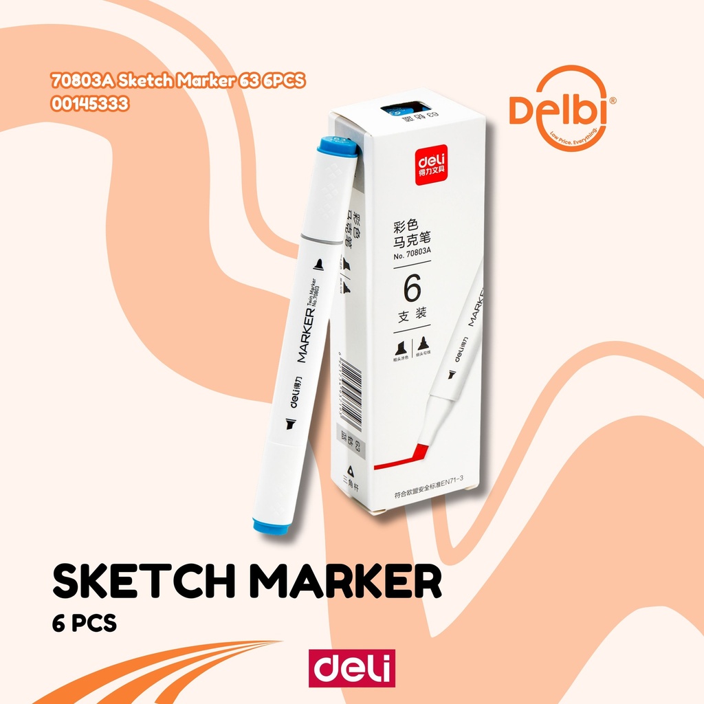 [100145333] DELI 70803A Sketch Marker 63 6PCS SPIDOL BX18