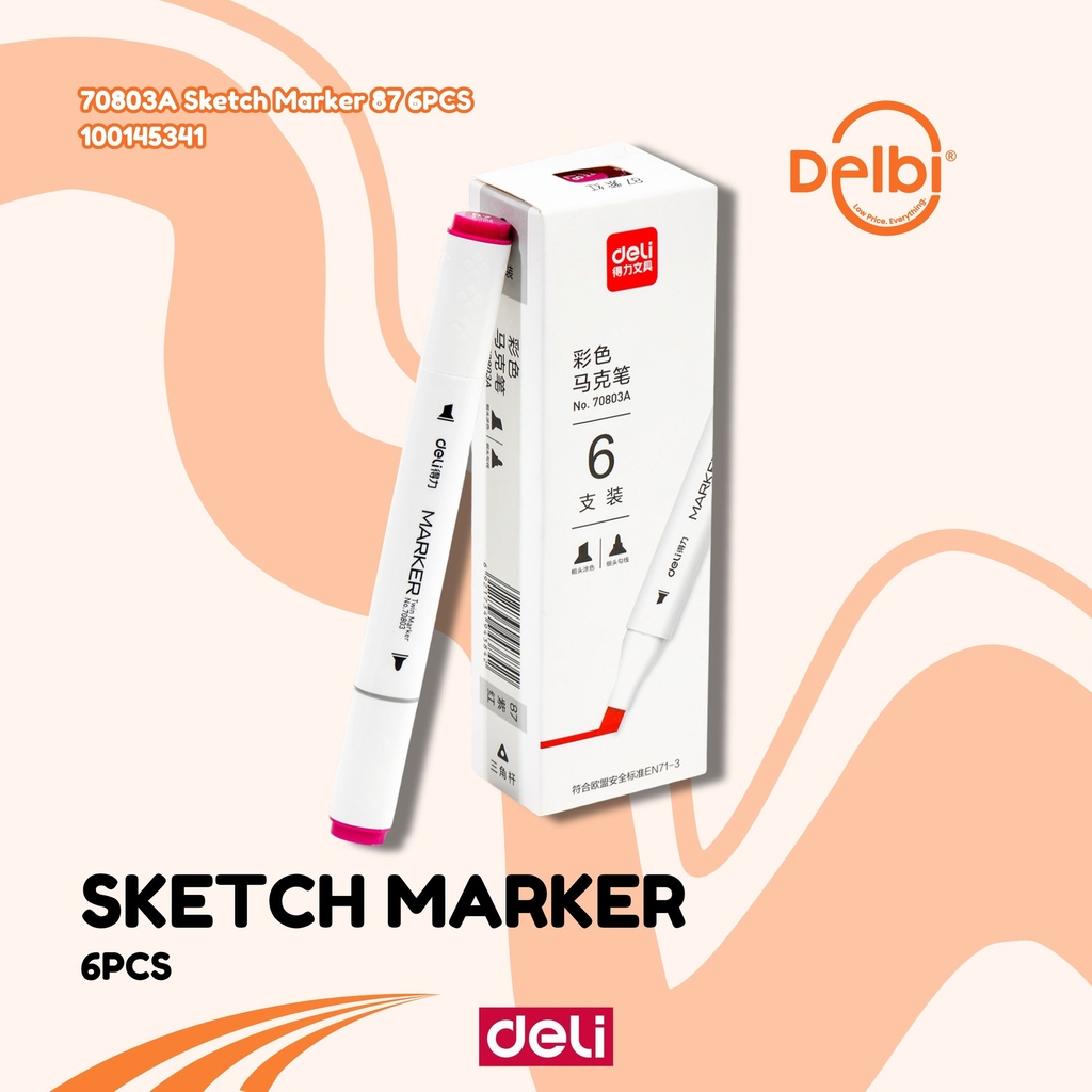 DELI 70803A Sketch Marker 87 6PCS SPIDOL BX18