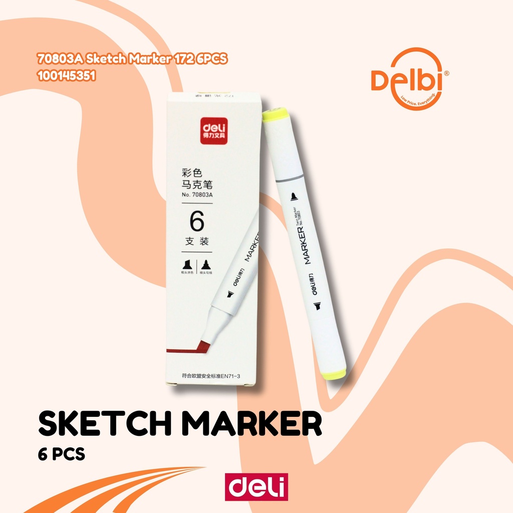 DELI 70803A Sketch Marker 172 6PCS SPIDOL BX18